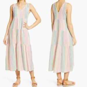 Marine Layer 🌈 Rainbow Striped Maxi Dress